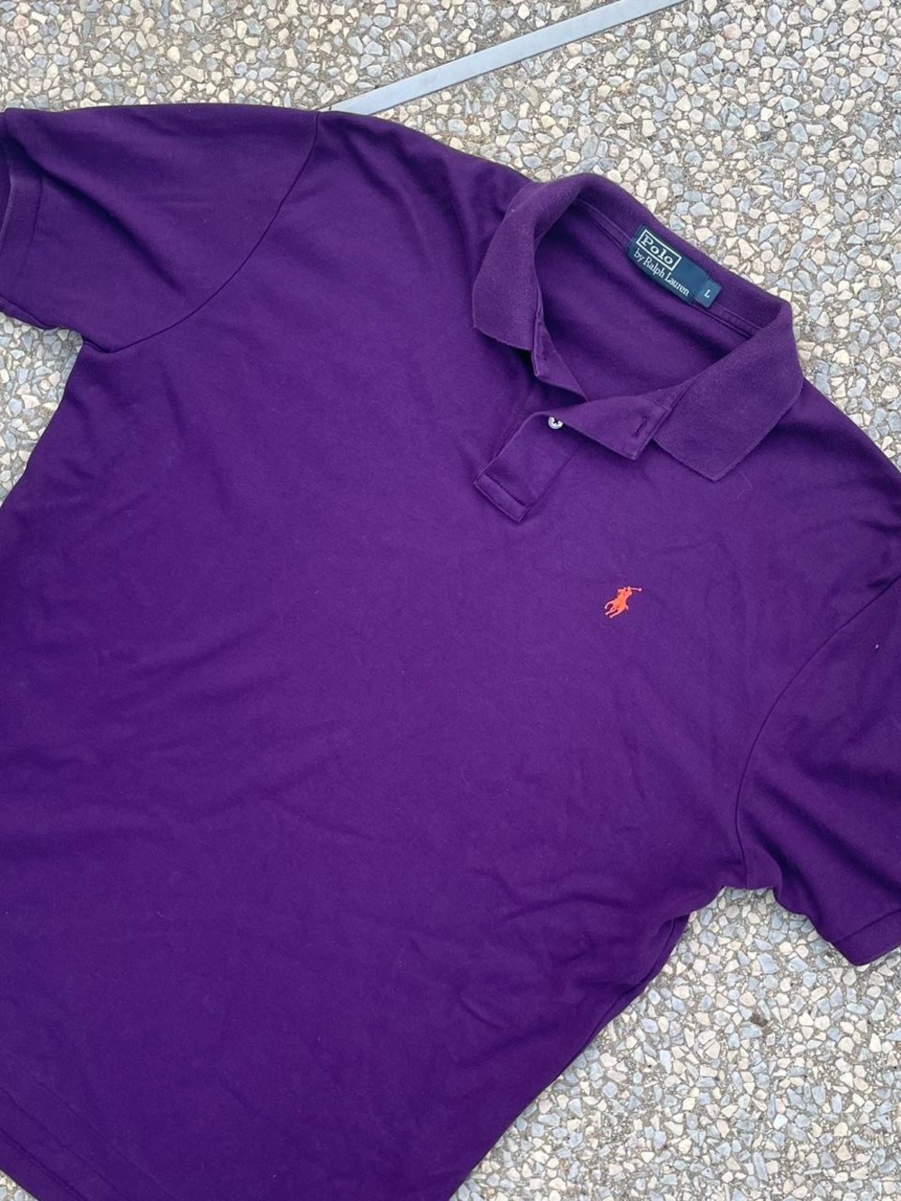 Polo by Ralph Lauren Deep Purple Short-Sleeve Polo with Orange Pony